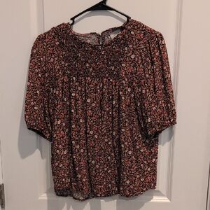 Knox Rose Black and Pink Floral Blouse